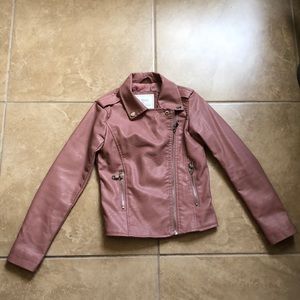 Salmon pink leather Jacket 💖